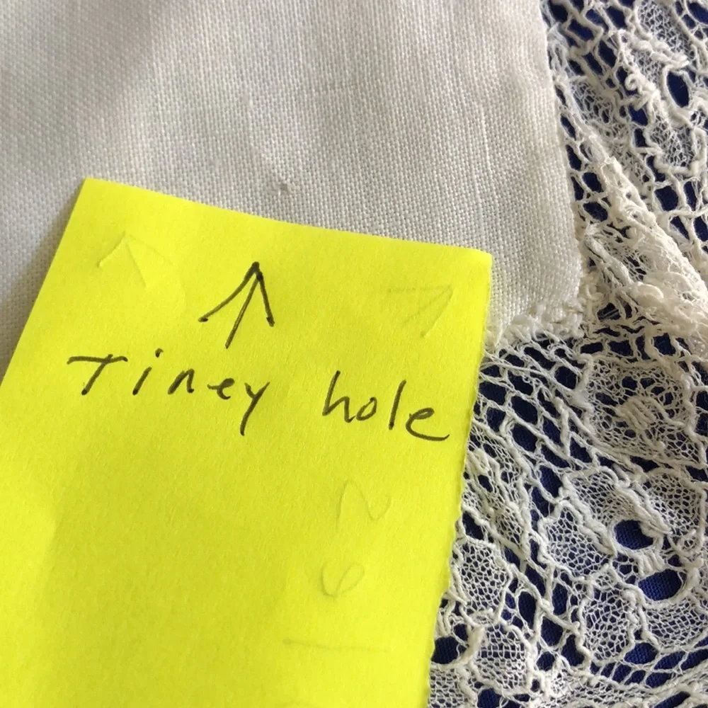 Vintage tiny white linen crochet H monogrammed square bag or pillow